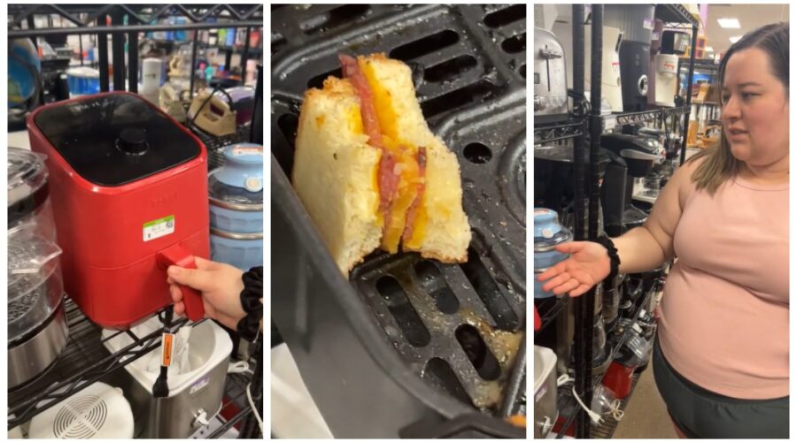 Cliente encontra resto de sanduíche em air fryer colocada à venda em brechó: ‘Brinde’