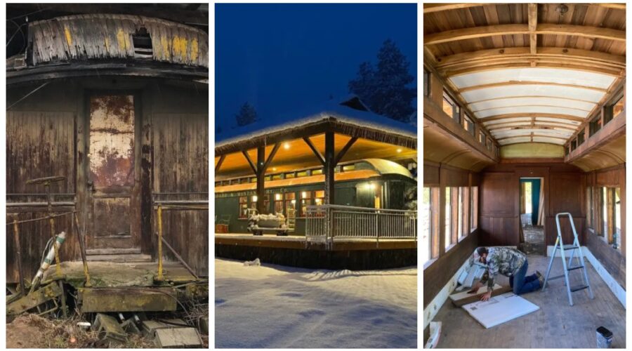 Família transforma vagão de trem abandonado em acomodação de luxo concorrida nos EUA