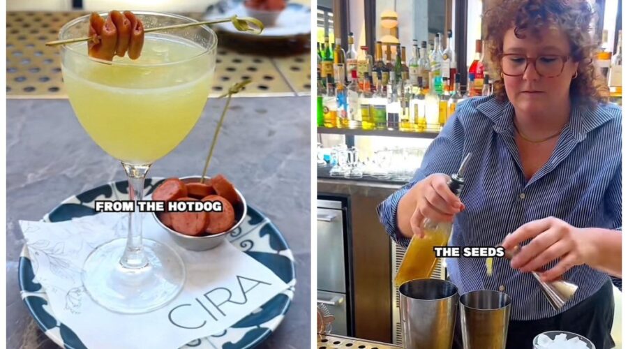 Bartender viraliza com coquetel de cachorro-quente, feito com xarope de mostarda e salsicha