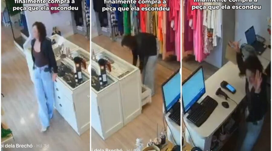 Brechó ‘flagra’ funcionária comprando roupa após esconder peça dos clientes, e vídeo viraliza