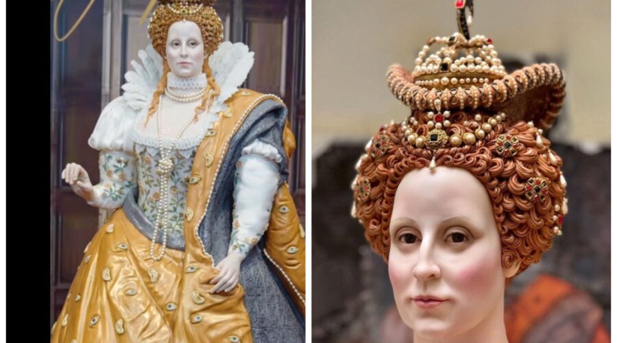 Confeiteira galesa cria escultura em tamanho real da Rainha Elizabeth 1ª feita de bolo
