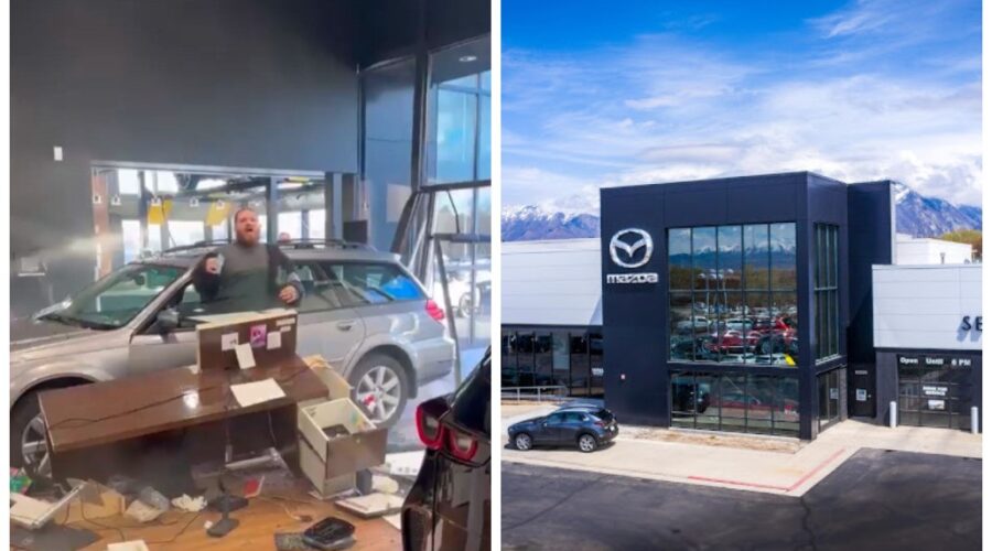 Cliente fica irritado após ter devolução negada, joga carro contra concessionária e acaba preso