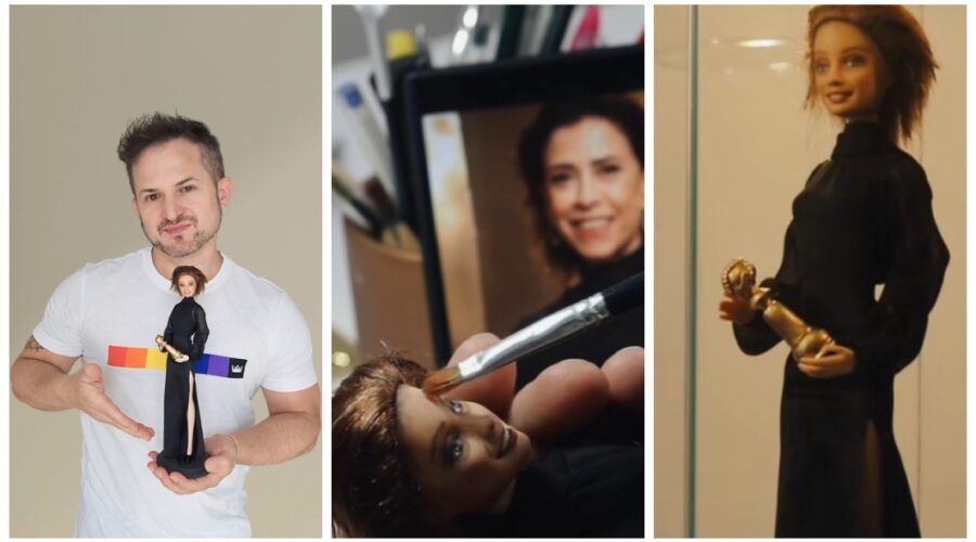 Artista faz boneca inspirada em Fernanda Torres no Globo de Ouro e comove a web com homenagem
