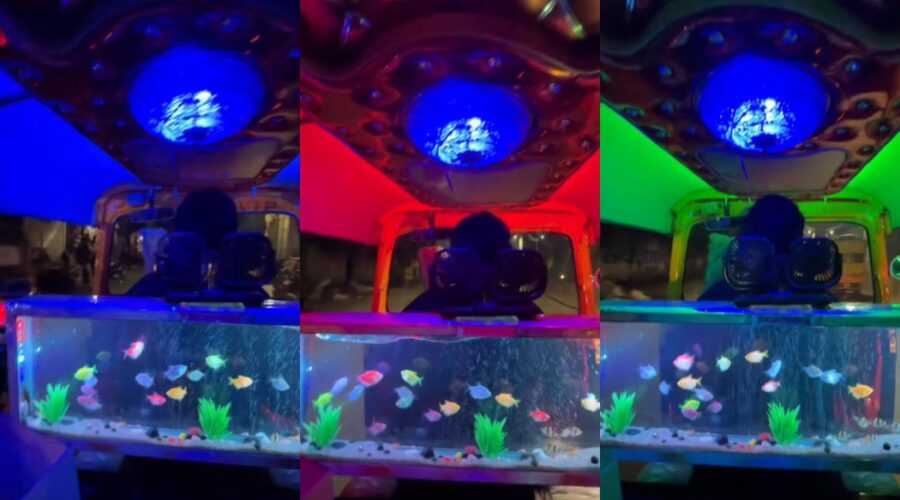 Tuk-tuk ‘turbinado’ com aquário e luzes chama atenção e viraliza nas redes: ‘Luxo em três rodas’