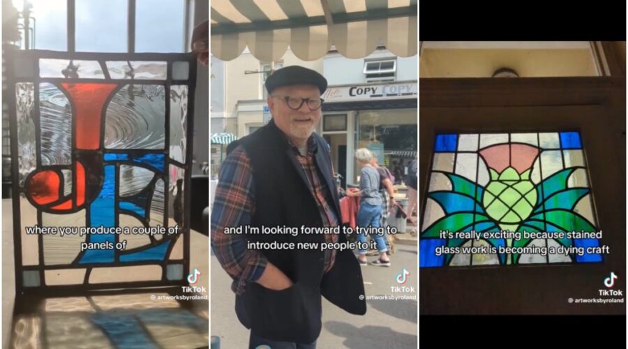 Avô de 73 anos viraliza nas redes sociais com vídeos que mostram fabricação de vitrais