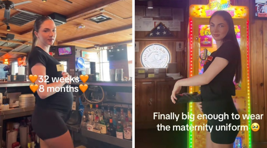 Garçonete exibe barriga de grávida no uniforme e viraliza: ‘Devo estar usando errado’