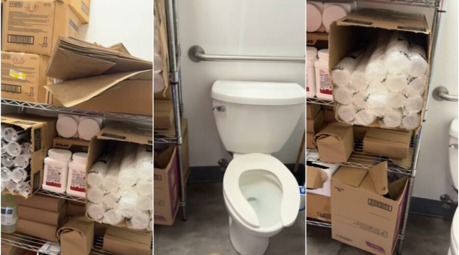 Consumidora flagra caixas e descartáveis da Pizza Hut dentro de banheiro; empresa se posiciona