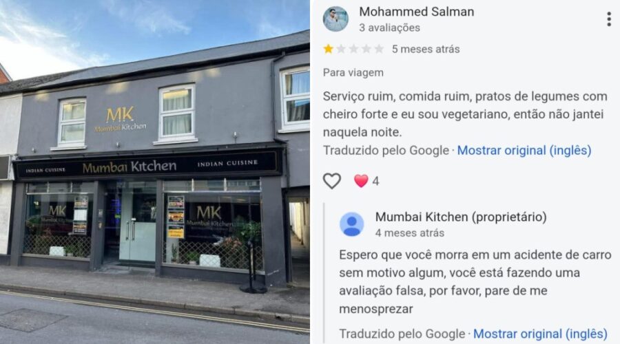 Dono de restaurante rebate avaliação negativa de cliente e choca internet com resposta