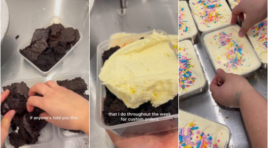 Confeiteira reaproveita rebarbas de bolos em potes personalizados e faz sucesso nas redes