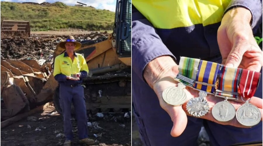 Operador de máquinas encontra medalhas raras em aterro sanitário e devolve para o dono